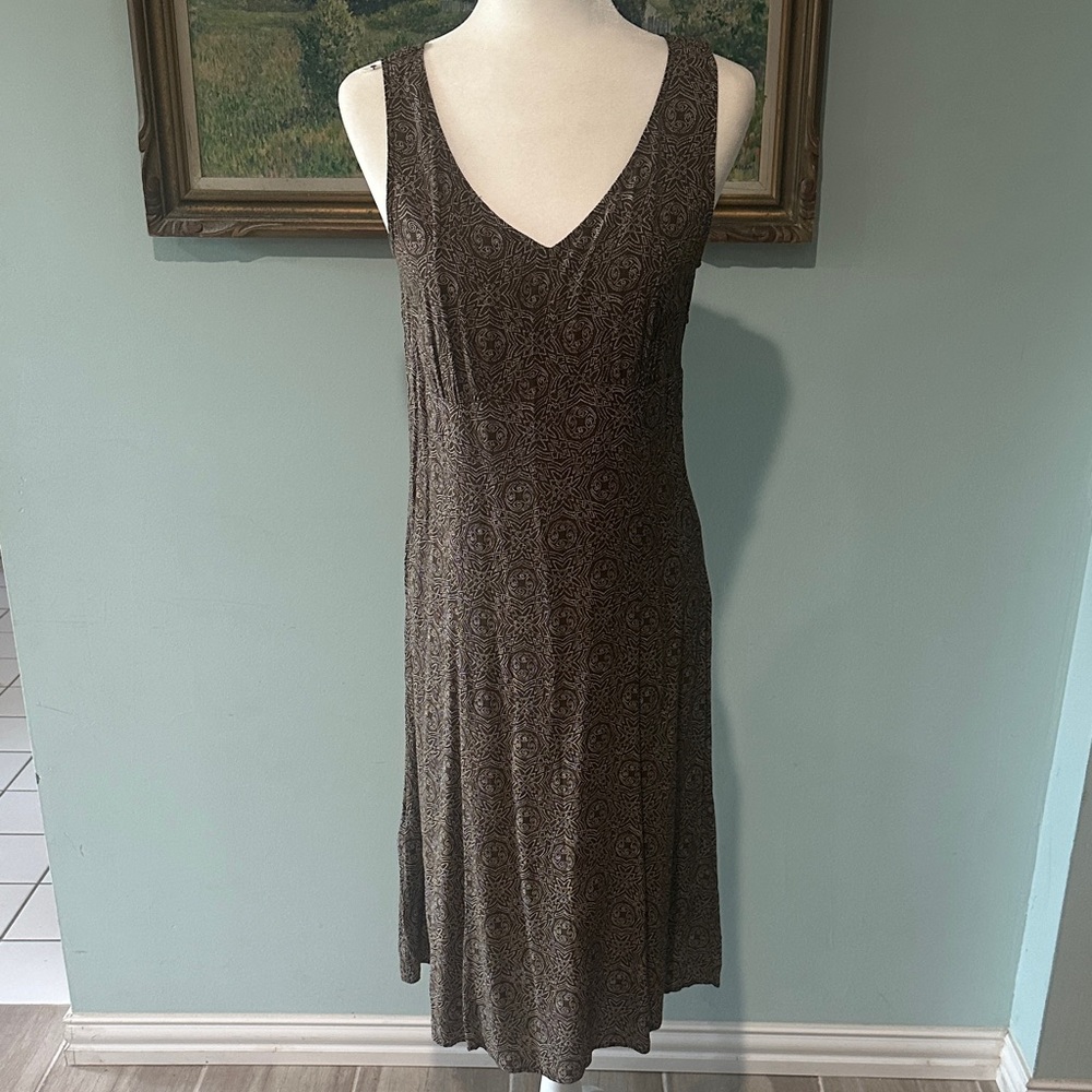 Eddie Bauer Brown Patterned Midi Dress